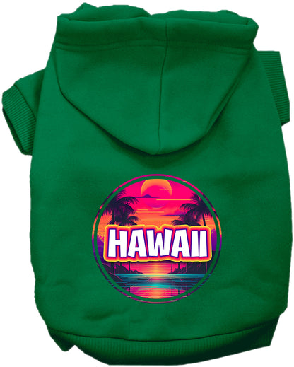 Pet Dog & Cat Screen Printed Hoodie for Medium to Large Pets (Sizes 2XL-6XL), "Hawaii Neon Beach Sunset"