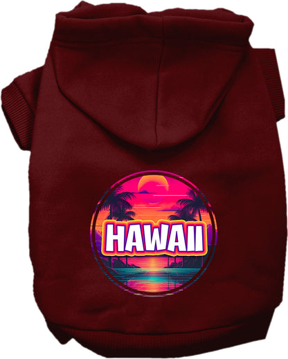 Pet Dog & Cat Screen Printed Hoodie for Small to Medium Pets (Sizes XS-XL), "Hawaii Neon Beach Sunset"