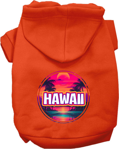 Pet Dog & Cat Screen Printed Hoodie for Medium to Large Pets (Sizes 2XL-6XL), "Hawaii Neon Beach Sunset"