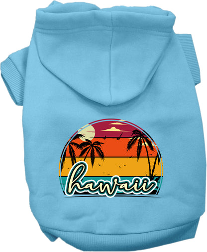 Pet Dog & Cat Screen Printed Hoodie for Small to Medium Pets (Sizes XS-XL), "Hawaii Retro Beach Sunset"