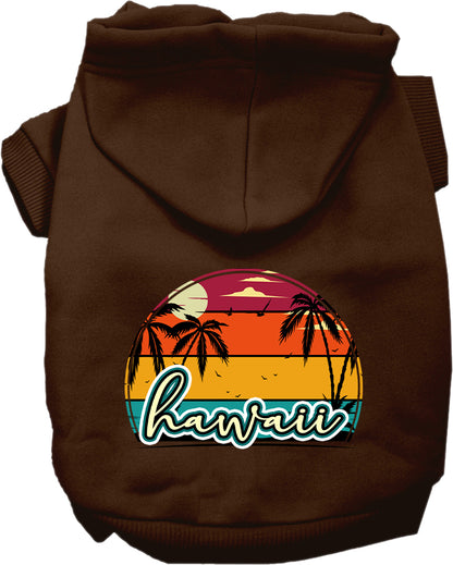 Pet Dog & Cat Screen Printed Hoodie for Small to Medium Pets (Sizes XS-XL), "Hawaii Retro Beach Sunset"