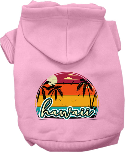 Pet Dog & Cat Screen Printed Hoodie for Small to Medium Pets (Sizes XS-XL), "Hawaii Retro Beach Sunset"