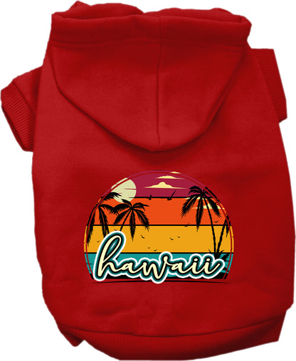 Pet Dog & Cat Screen Printed Hoodie for Small to Medium Pets (Sizes XS-XL), "Hawaii Retro Beach Sunset"