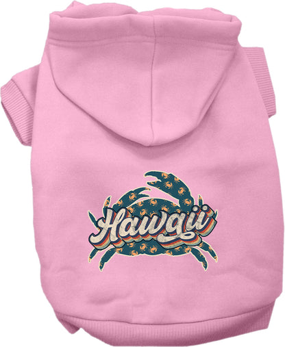 Pet Dog & Cat Screen Printed Hoodie for Small to Medium Pets (Sizes XS-XL), "Hawaii Retro Crabs"