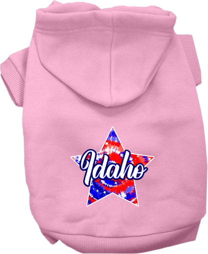 Pet Dog & Cat Screen Printed Hoodie for Small to Medium Pets (Sizes XS-XL), "Idaho Patriotic Tie Dye"