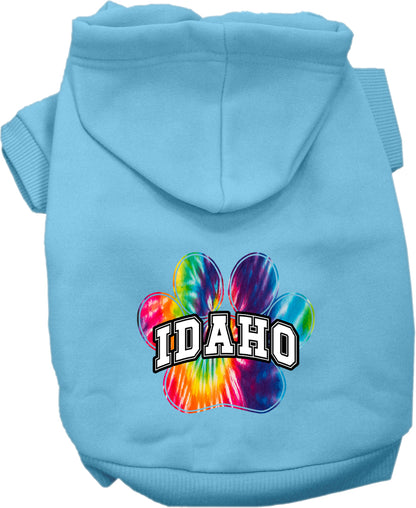 Pet Dog & Cat Screen Printed Hoodie for Small to Medium Pets (Sizes XS-XL), "Idaho Bright Tie Dye"