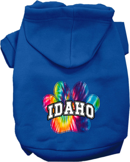 Pet Dog & Cat Screen Printed Hoodie for Small to Medium Pets (Sizes XS-XL), "Idaho Bright Tie Dye"