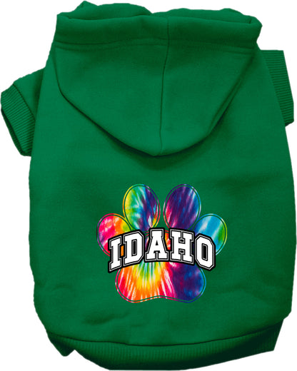 Pet Dog & Cat Screen Printed Hoodie for Small to Medium Pets (Sizes XS-XL), "Idaho Bright Tie Dye"