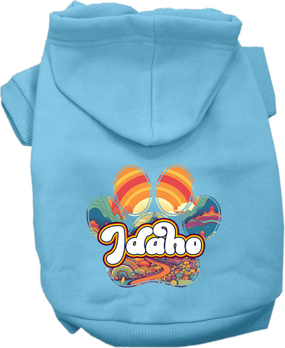 Pet Dog & Cat Screen Printed Hoodie for Small to Medium Pets (Sizes XS-XL), "Idaho Groovy Summit"