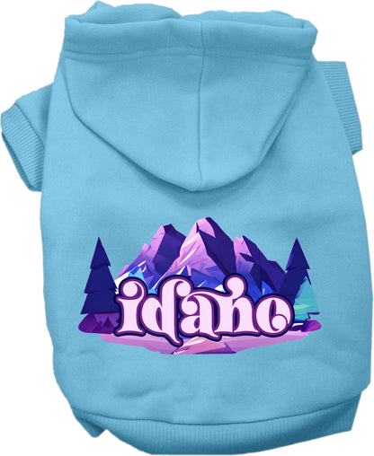 Pet Dog & Cat Screen Printed Hoodie for Small to Medium Pets (Sizes XS-XL), "Idaho Alpine Pawscape"