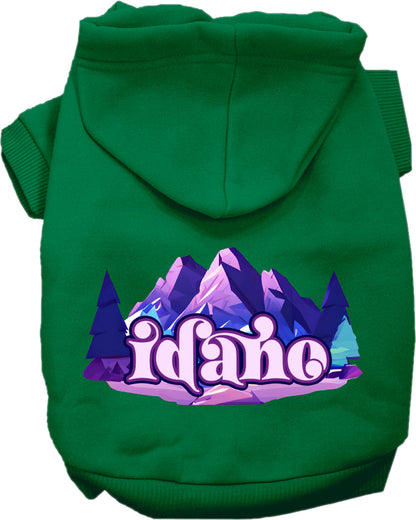 Pet Dog & Cat Screen Printed Hoodie for Small to Medium Pets (Sizes XS-XL), "Idaho Alpine Pawscape"