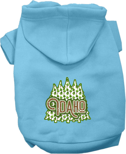 Pet Dog & Cat Screen Printed Hoodie for Small to Medium Pets (Sizes XS-XL), "Idaho Woodland Trees"