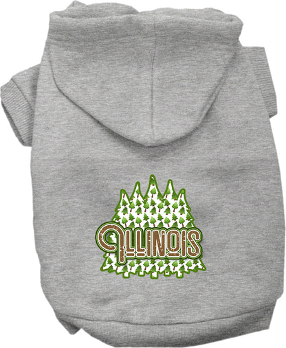 Pet Dog & Cat Screen Printed Hoodie for Small to Medium Pets (Sizes XS-XL), "Illinois Woodland Trees"