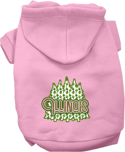 Pet Dog & Cat Screen Printed Hoodie for Small to Medium Pets (Sizes XS-XL), "Illinois Woodland Trees"