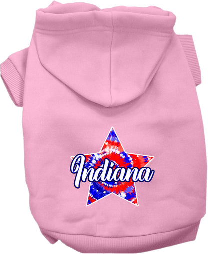 Pet Dog & Cat Screen Printed Hoodie for Small to Medium Pets (Sizes XS-XL), "Indiana Patriotic Tie Dye"