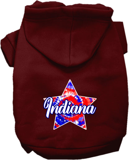 Pet Dog & Cat Screen Printed Hoodie for Small to Medium Pets (Sizes XS-XL), "Indiana Patriotic Tie Dye"