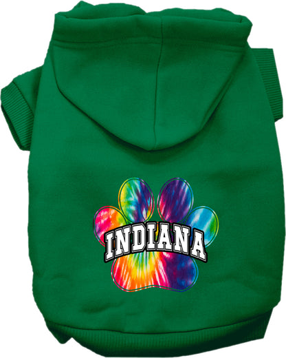 Pet Dog & Cat Screen Printed Hoodie for Small to Medium Pets (Sizes XS-XL), "Indiana Bright Tie Dye"