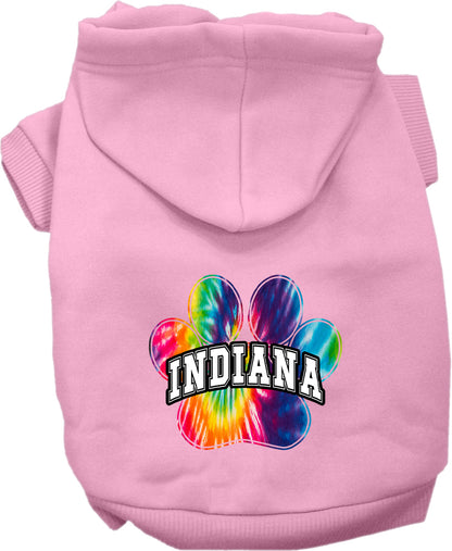 Pet Dog & Cat Screen Printed Hoodie for Small to Medium Pets (Sizes XS-XL), "Indiana Bright Tie Dye"