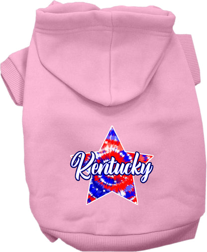 Pet Dog & Cat Screen Printed Hoodie for Small to Medium Pets (Sizes XS-XL), "Kentucky Patriotic Tie Dye"