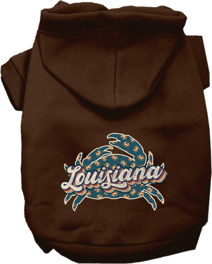 Pet Dog & Cat Screen Printed Hoodie for Small to Medium Pets (Sizes XS-XL), "Louisiana Retro Crabs"