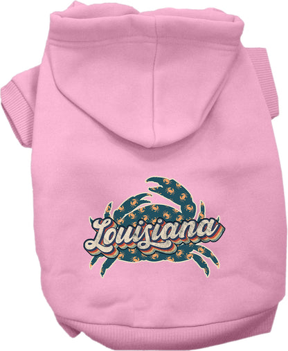 Pet Dog & Cat Screen Printed Hoodie for Small to Medium Pets (Sizes XS-XL), "Louisiana Retro Crabs"