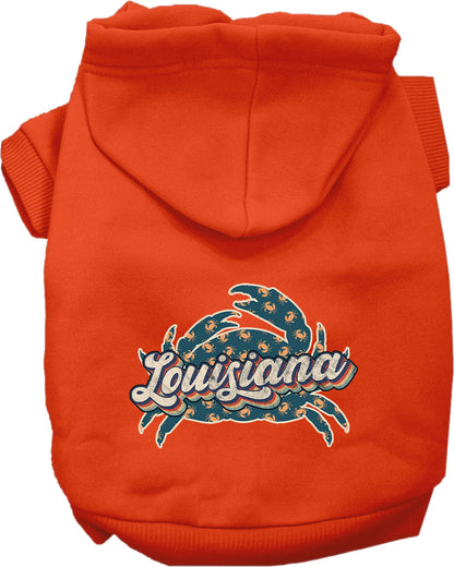 Pet Dog & Cat Screen Printed Hoodie for Small to Medium Pets (Sizes XS-XL), "Louisiana Retro Crabs"