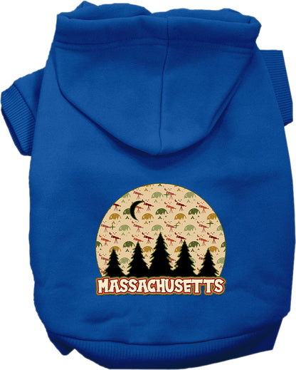 Pet Dog & Cat Screen Printed Hoodie for Small to Medium Pets (Sizes XS-XL), "Massachusetts Under The Stars"