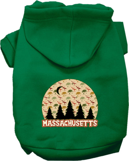 Pet Dog & Cat Screen Printed Hoodie for Small to Medium Pets (Sizes XS-XL), "Massachusetts Under The Stars"