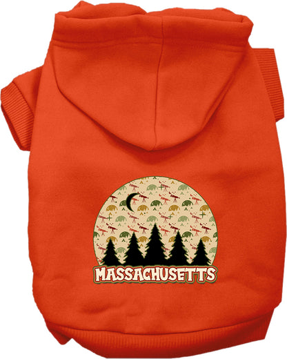 Pet Dog & Cat Screen Printed Hoodie for Small to Medium Pets (Sizes XS-XL), "Massachusetts Under The Stars"