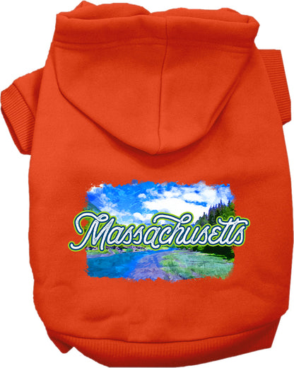 Pet Dog & Cat Screen Printed Hoodie for Small to Medium Pets (Sizes XS-XL), "Massachusetts Summer"