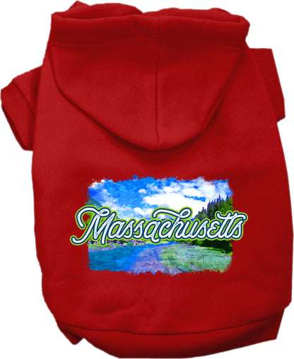 Pet Dog & Cat Screen Printed Hoodie for Small to Medium Pets (Sizes XS-XL), "Massachusetts Summer"