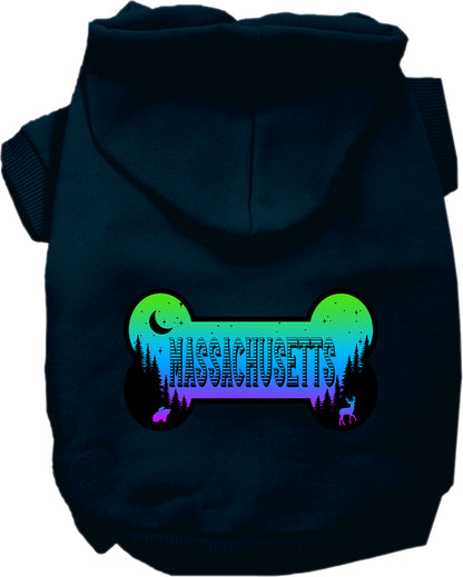 Pet Dog & Cat Screen Printed Hoodie for Small to Medium Pets (Sizes XS-XL), "Massachusetts Mountain Shades"