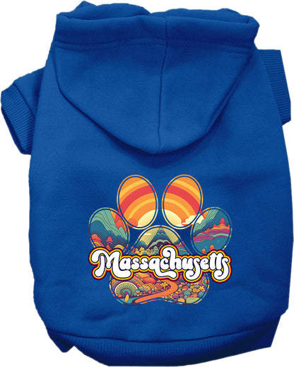 Pet Dog & Cat Screen Printed Hoodie for Small to Medium Pets (Sizes XS-XL), "Massachusetts Groovy Summit"