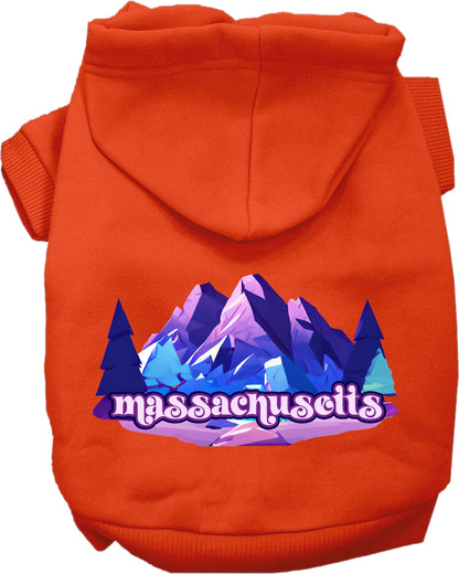 Pet Dog & Cat Screen Printed Hoodie for Small to Medium Pets (Sizes XS-XL), "Massachusetts Alpine Pawscape"