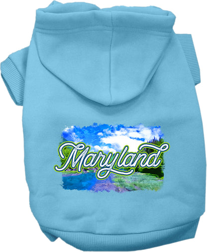 Pet Dog & Cat Screen Printed Hoodie for Small to Medium Pets (Sizes XS-XL), "Maryland Summer"