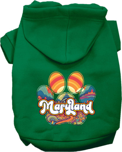 Pet Dog & Cat Screen Printed Hoodie for Small to Medium Pets (Sizes XS-XL), "Maryland Groovy Summit"