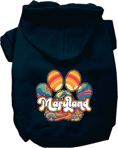 Pet Dog & Cat Screen Printed Hoodie for Small to Medium Pets (Sizes XS-XL), "Maryland Groovy Summit"