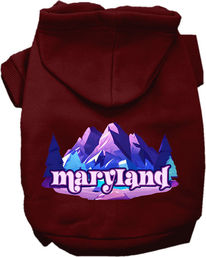 Pet Dog & Cat Screen Printed Hoodie for Small to Medium Pets (Sizes XS-XL), "Maryland Alpine Pawscape"