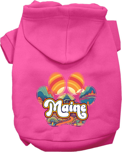 Pet Dog & Cat Screen Printed Hoodie for Small to Medium Pets (Sizes XS-XL), "Maine Groovy Summit"