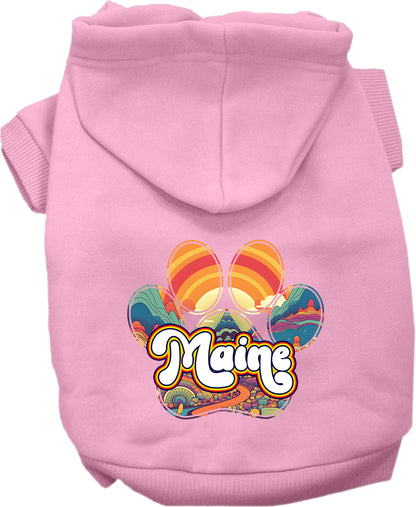 Pet Dog & Cat Screen Printed Hoodie for Small to Medium Pets (Sizes XS-XL), "Maine Groovy Summit"