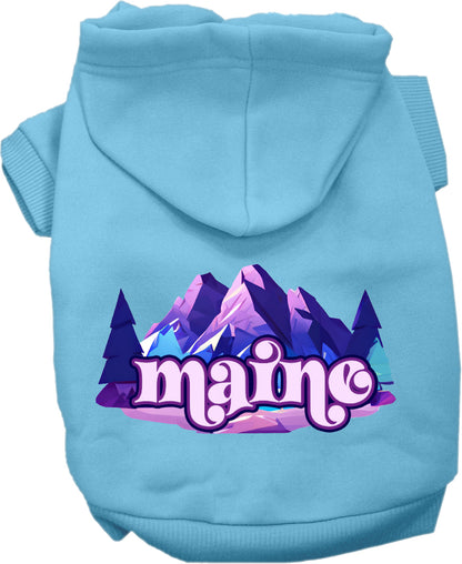 Pet Dog & Cat Screen Printed Hoodie for Small to Medium Pets (Sizes XS-XL), "Maine Alpine Pawscape"