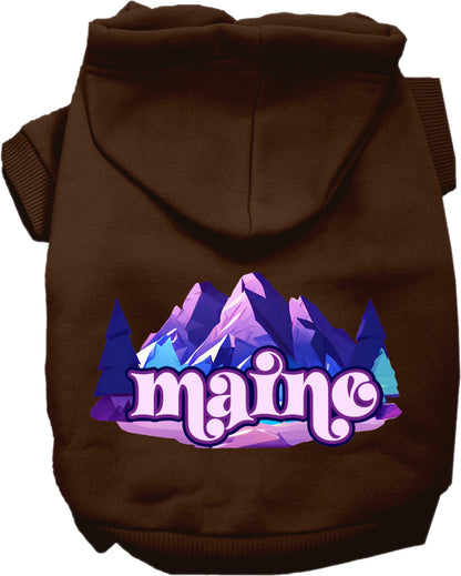 Pet Dog & Cat Screen Printed Hoodie for Small to Medium Pets (Sizes XS-XL), "Maine Alpine Pawscape"