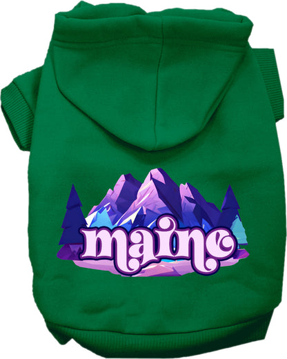 Pet Dog & Cat Screen Printed Hoodie for Small to Medium Pets (Sizes XS-XL), "Maine Alpine Pawscape"