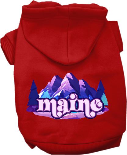 Pet Dog & Cat Screen Printed Hoodie for Small to Medium Pets (Sizes XS-XL), "Maine Alpine Pawscape"