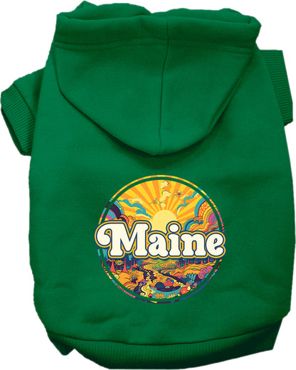 Pet Dog & Cat Screen Printed Hoodie for Small to Medium Pets (Sizes XS-XL), "Maine Trippy Peaks"