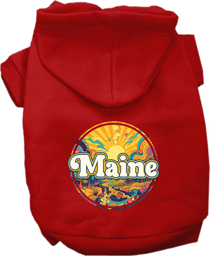 Pet Dog & Cat Screen Printed Hoodie for Small to Medium Pets (Sizes XS-XL), "Maine Trippy Peaks"