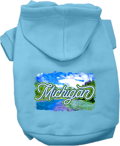 Pet Dog & Cat Screen Printed Hoodie for Small to Medium Pets (Sizes XS-XL), "Michigan Summer"