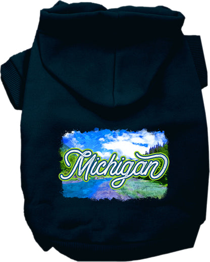 Pet Dog & Cat Screen Printed Hoodie for Small to Medium Pets (Sizes XS-XL), "Michigan Summer"