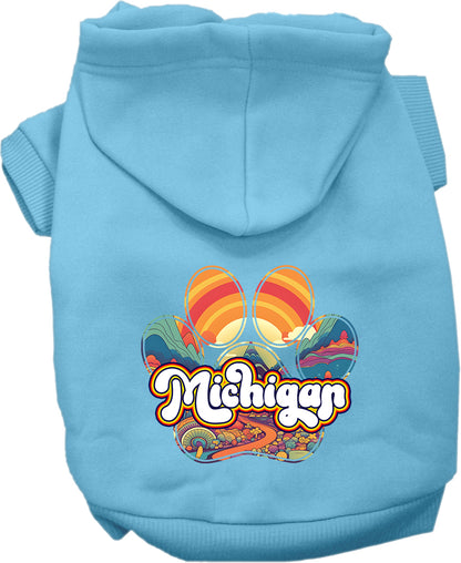 Pet Dog & Cat Screen Printed Hoodie for Small to Medium Pets (Sizes XS-XL), "Michigan Groovy Summit"