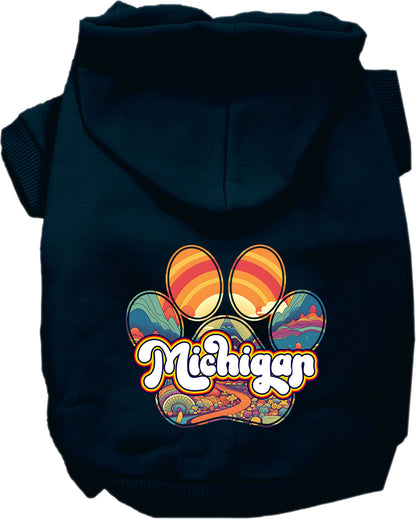 Pet Dog & Cat Screen Printed Hoodie for Small to Medium Pets (Sizes XS-XL), "Michigan Groovy Summit"